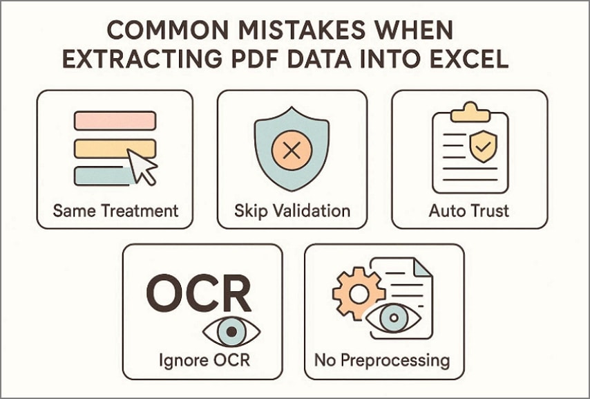 mistakes when extracting pdf to excel
